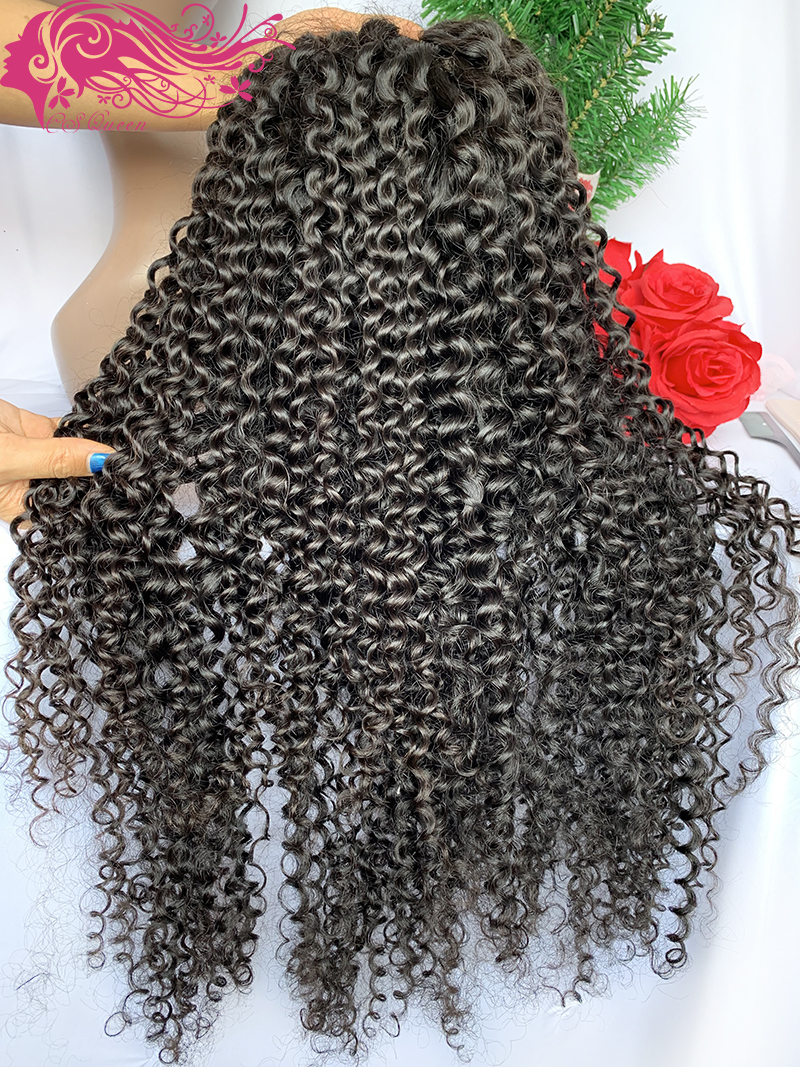 Csqueen Raw natural Curly 13*4 Transparent Lace Frontal WIG 100% Human Hair 130%density